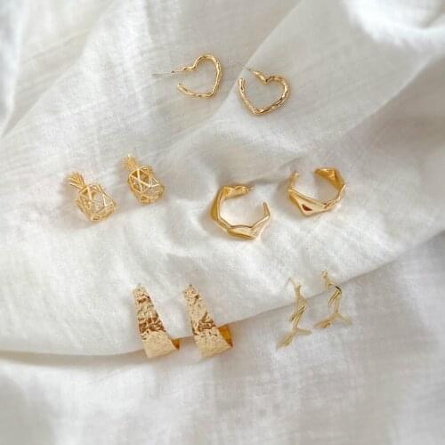 Homemade Earrings Material S925 Needles Series Love Pineapple C- Ring Branches Shape Earrings DIY Earrings Accessories 2 pcs