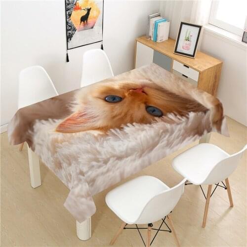 Cute Cat Tablecloth polyester Hotel Picnic Table Rectangular Table Covers Home Dining Tea Table Decoration
