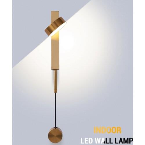 Led indoor wall lamps rotation dimming switch led wall light modern stai wall deco wall sconce livingroom golden led luminaire