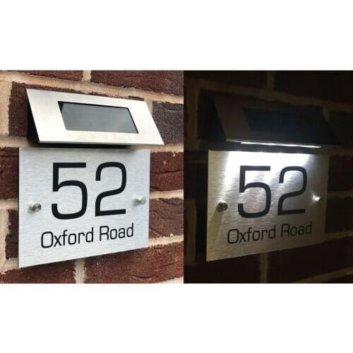 Door Signs Door House Number Personalised Solar Light Aluminum Plastic Panel Sign