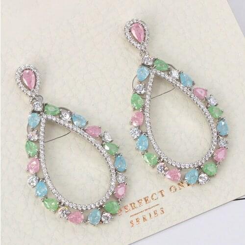 TIRIM Multicolor Crystal Dangle Earrings for Women Trendy Jewelry Accessories Cubic Zirconia Earing for Woman New Arrivals 2020