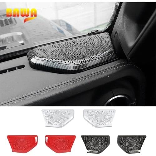BAWA Interior Mouldings Car Front A-pillar Loudspeaker Stereo Panel Cover Stickers Accessories for Jeep Wrangler JL 2018