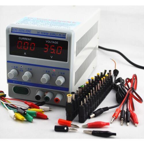 High precision Digital Adjustable DC Power Supply 0-30V 0-5V +38pcs/set DC JACK For Lab Notebook computer repair EU Plug 220V