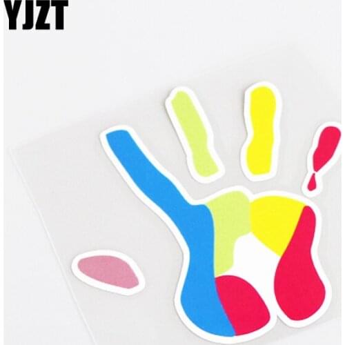 YJZT 10.2CM*9.8CM Multicolored Hand Graphical PVC Car Sticker Decal Decor 13-0508