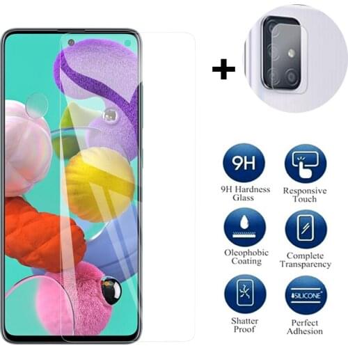 1-2PCS Protective glass for Samsung Galaxy A51 A71 A21s Glass Screen Protector on for Samsung A51 A71 a21s a 21 Camera Glass