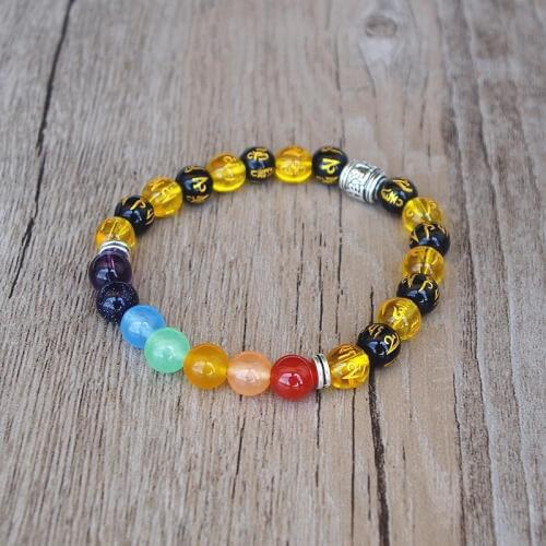Women Mens Bracelet Tibetan Buddhism Om Mani Padme Hum Beads Yoga Healing Reiki Prayer Mala Chakra Bracelet