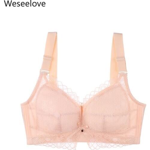 Weseelove Ultra-Thin Push-up Breast Soutien Gorge Lace Bralette Woman Sexy Adjustable Plus Size Bra Bow Underwear Women M08-1