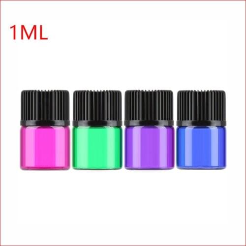 1ml colorful Refillable Portable Perfume Essential Oil Glass Bottle Travel Empty Cosmetic Packaging Container 300pcs/lot