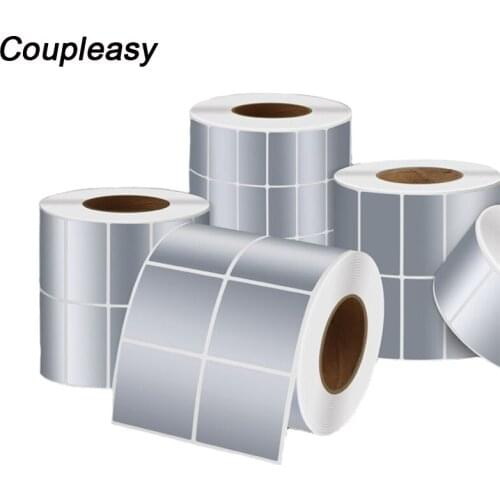 1 Roll Matte Silver Sticker for Thermal Transfer Printer Waterproof PET Label Tear resistant Oil Proof Barcode Label 8 Sizes