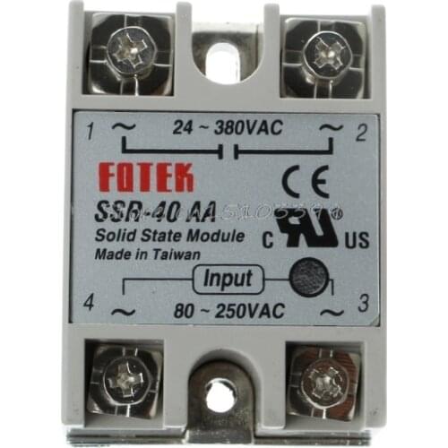 1 pc SSR-40 AA AC-AC Metal Base Solid State Relay Moudle SSR-40AA 40A Output AC 24-380V Good Quality Wholesale Hot Sale