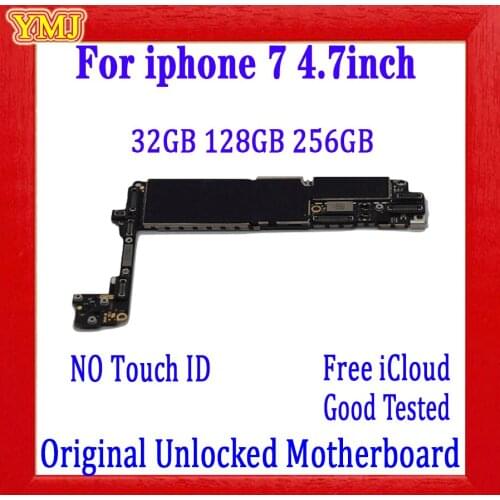 For iphone 7 Motherboard with/without Touch ID,100% Original unlocked for iphone 7 Mainboard with Full Chips by Good test