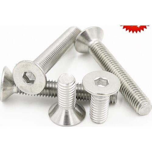 100pcs Stainless steel sink head hex socket screws M5*6/8/10-20 mm flat head hex socket screws bolts