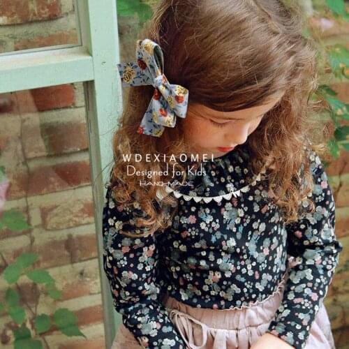 2Pcs/set New Cute Girls Hair Clips Bows Hairpins With Tiny Barrettes Sweet Print Bowknot Hairgrips Fashion Kids Hair Accessories