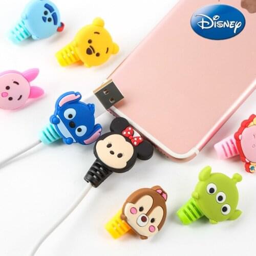 2Pcs/Lot Disney Cable Protector Minnie Stitch Charger USB Cable Winder For Apple IPhone For Android Smartphone Cable Cord