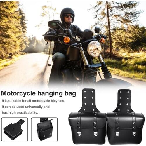 2PCS PU Leather Saddle Bag Motorcycle Synthetic Leather Bag Mini Bicycle Hanging Riding Bag Waterproof Luggage Bag 31x12x31cm