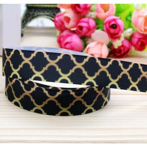 7/8'' 50yards gradient color Quatrefoil printed grosgrain ribbon hairbow headwear party decoration diy wholesale OEM 22mm H4610