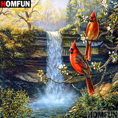 HOMFUN Full Square/Round Drill 5D DIY Diamond Painting "Bird waterfall" 3D Diamond Embroidery Cross Stitch Home Decor A18941