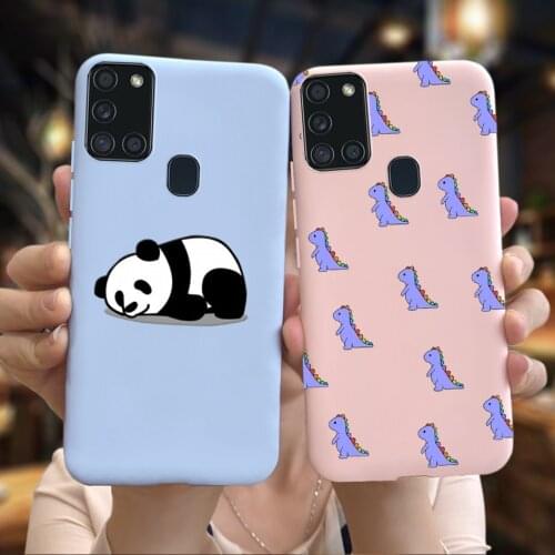 Cute Panda Dinosaur Phone Case For Samsung Galaxy A21s A 21s Anime Case Soft Shockproof Bumper For Samsung A21S 2020 A217F Coque