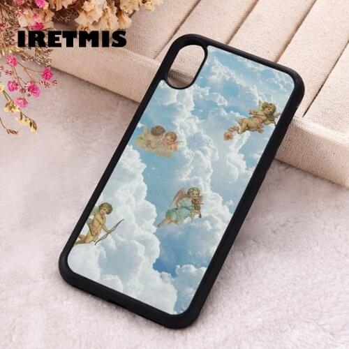 Iretmis 5 5S SE phone cover cases for iphone 6 6S 7 8 Plus X Xs Max XR 11 12 MINI Pro Playing Baby Angels Pattern Heavenly Sky