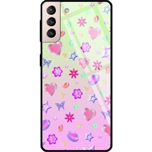 Jewel Tempered Glass Case For Samsung Galaxy S21 Ultra Note 20 S8 S9 S10 Note 10 Plus S20 FE