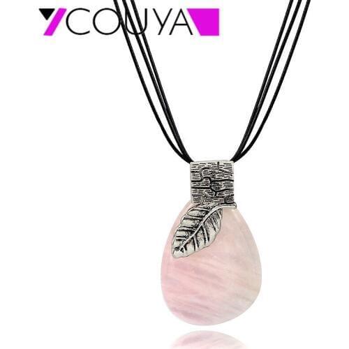 COUYA 2018 4 Colar Stone Pendant Choker Sakura Pink Blue Brown Black Bohemia Long Skirt Necklace Sweater Chain Gift For Mother