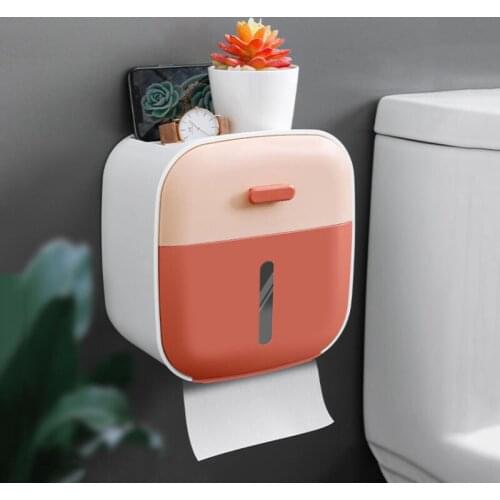 GURET Wall-Mounted Toilet Paper Holder Waterproof Tissue Holder Strong Load-Bearing Bathroom Storage Home Bathroom Accessories