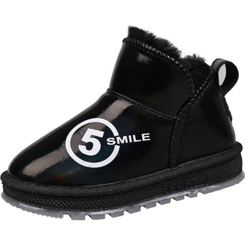 Childrens Snow Boots Warm Winter Kids Ankle Boots Bright Skin Waterproof Thick Plush Cotton Boys Girls Rubber Boots Classic Hot