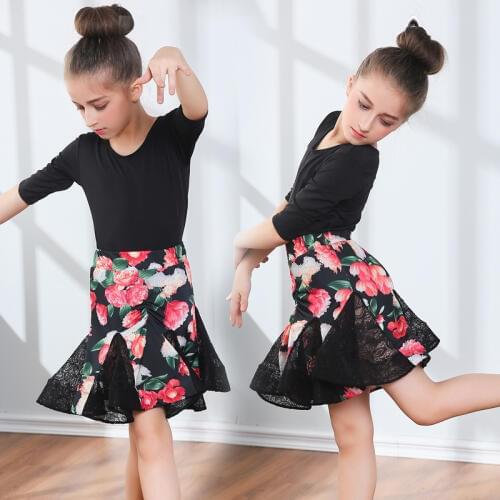 Girls Kids Children Modern Ballroom Latin Dance Dress Red Fringe Salsa Tango Dance Wear Black Performance Stage Wear