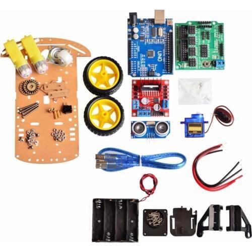DIY Avoidance Tracking RC Smart Robot Car Chassis For Arduino UNO Starter Learning Kit Speed Encoder Battery Box 2WD Ultrasonic