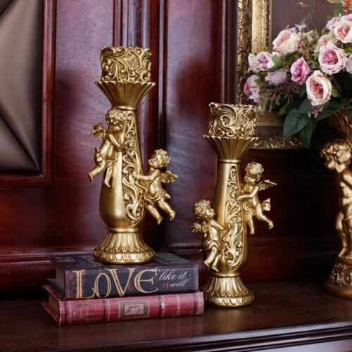 EUROPEAN RETRO ANGEL CANDLESTICK HOME DECORATION RESIN CANDLE HOLDER LIVING ROOM PORCH DECORATION CRAFTS WEDDING CANDLESTICK