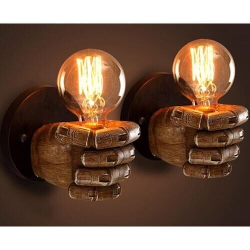 European style retro fist resin Loft industrial style sushi bar restaurant cafe decoration antique decorative wall lamp ZM1205