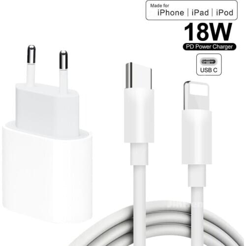 Fast Charging Cable 18W PD USB-C Charger Adapter For iPhone 12 11Pro Max XS iPad Mini Pro Air Charging Cord Data Sync Charger