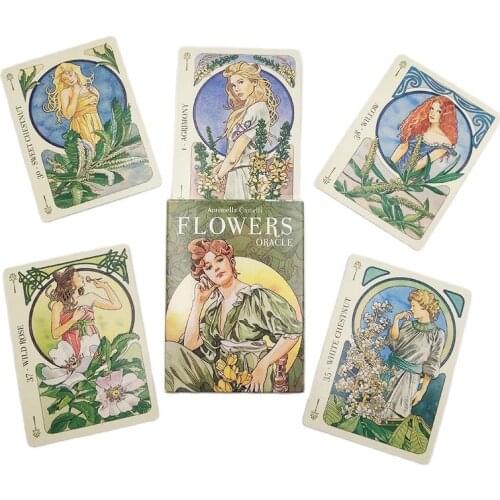 Flowers Oracle Cards Mysterious Divination Tarot Deck Board Game English Version Exquisite Cards For Women Girls Party Playing