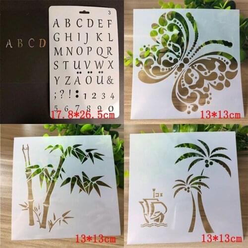 4pc Stencils Letters Numbers Coloring Embossing Painting Templates Bamboo For Diy Scrapbooking Album Office School Supplies