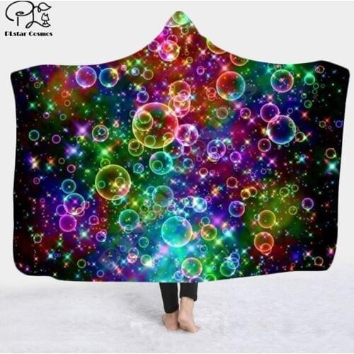 Cool Psychedelic Graffiti Character Hooded Blanket Adult colorful child Sherpa Fleece Wearable Blanket Microfiber Bedding c-2