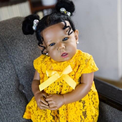 Hoomai 20" New Style Reborn Baby Doll Black Skin Lifelike Newborn Girl Doll Bonecas for Childrens Gifts