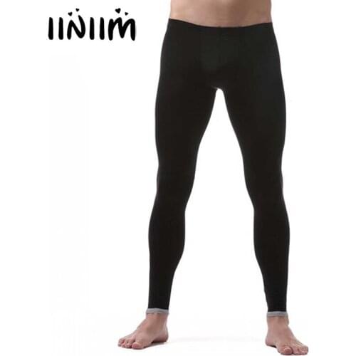 Men Thin Leggings Male Workout Tights Sports Lift Buttocks Pants Semi-Sheer Mid-Rise Elastic Waistband Skinny Long Johns Bottoms