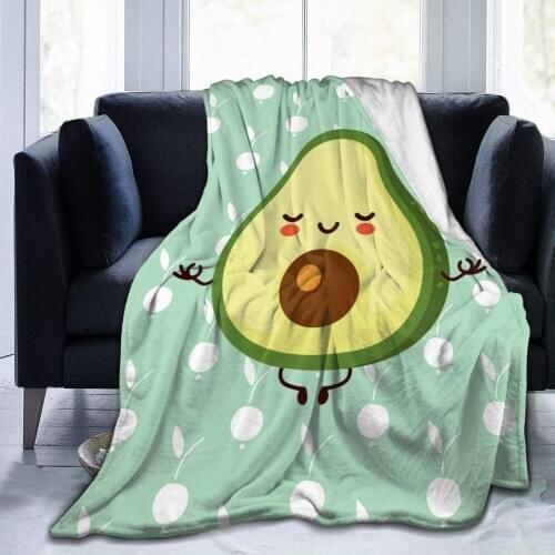 Cute Yoga Avocado Fleece Blanket,Flannel Throw Blanket Ultra Soft Micro Fleece Blanket Bed Couch Living Room 120"X90" for Family