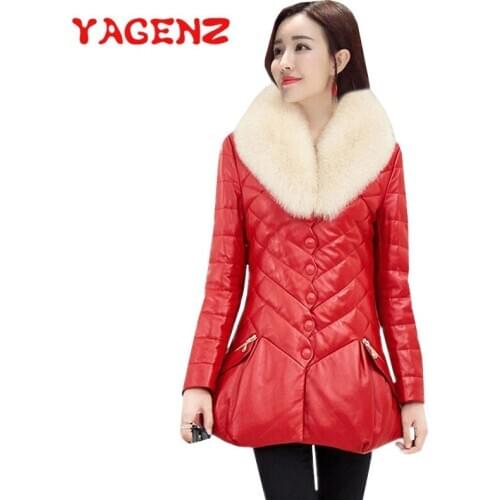YAGENZ Fashion PU Leather Jacket Women Winter Clothes For Women Single-breasted Thicken Leather Cotton Jacket mujer chaqueta 832