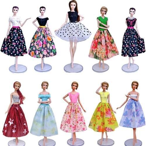 Fashion Doll Clothes For Barbie Doll Outfits Party Gown Top & Floral Midi Skirt Dresses 1/6 Dolls Accessories Kids Toy Gift