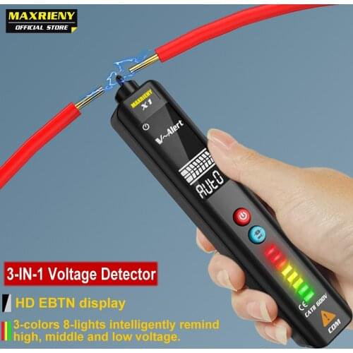 MAXRIENY X1 Voltage detector Multimeter Non-contact LCD Large screen Smart test pencil Live indicator Electric wiring Tester