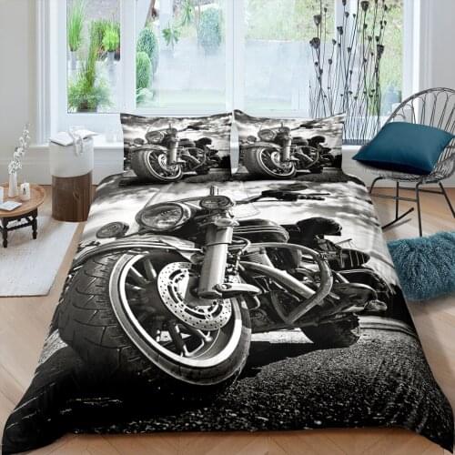 Popular Bedroom Bedding Set for Men Super Cool Motorcycle Tractor Bedding Set Luxury Egyptian Cotton Pillowcases Bed Cover Sets