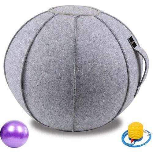 Yoga Ball With Handle and Cover Home Office Seating Chair Exercise Ball for Pilates Stretching Gym Muscle Training Fitness