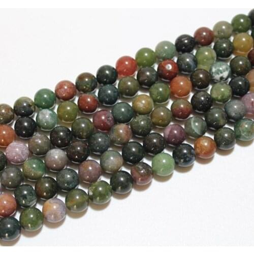 Bhd 4 6 8mm Natural Indian Agate Mixed Color Onyx Stone Round Fine Gemstone Loose Bead for Necklace Bracelet DIY Jewelry Making