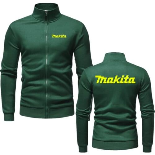 2021 New Makita Brand Logo Winter England Style Jacket Men Thick Warm Hoodie Men Cotton Thick Print Zipper Classic Warm Tops