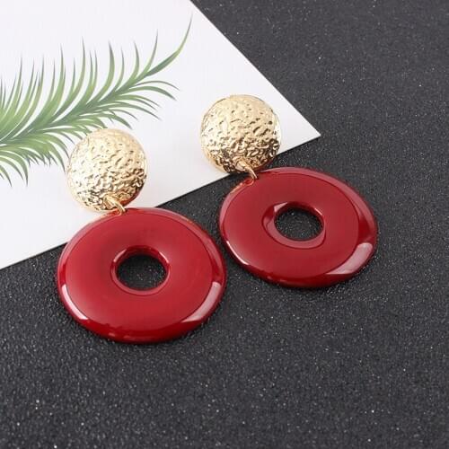 New fashion all-match round resin earrings with exaggerated personality a variety of colors womens jewelry jewelry hot sale