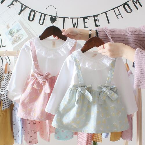 OKLADY 2019 Baby Girl Dress Pink Trendy Lace Lady Dress Infant Cute Sweet Spring Autumn Winter Cotton Dresses 0-3T Toddler Kid