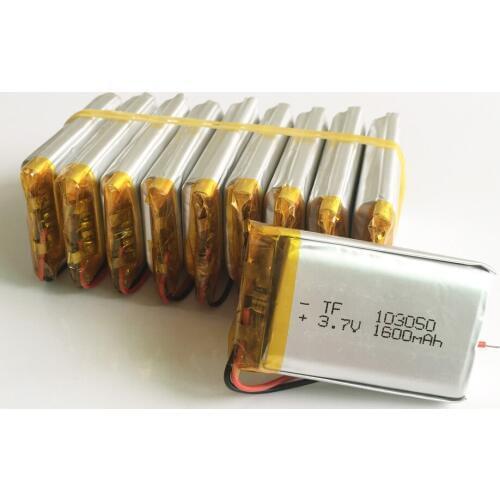 Wholesale 10 pcs 3.7V 1600mAh 103050 Lithium Polymer Li-Po Rechargeable Battery For Mp3 GPS DVD PAD E-book Tablet PC Speaker PSP