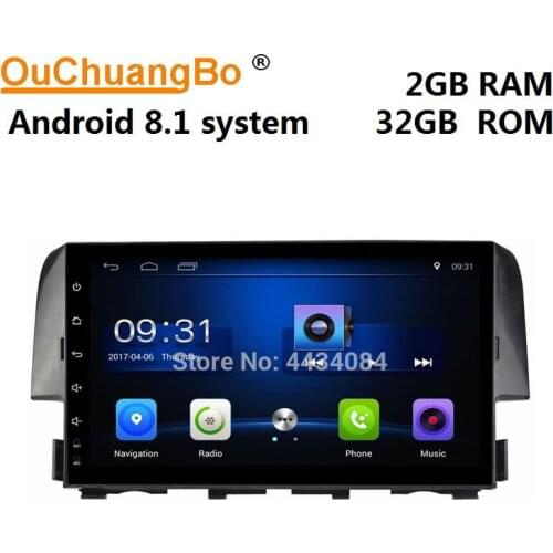 Ouchuangbo car 9 inch digital screen capacitance multiple for Civic 2016 support USB SWC BT wifi android 8.1 4 core