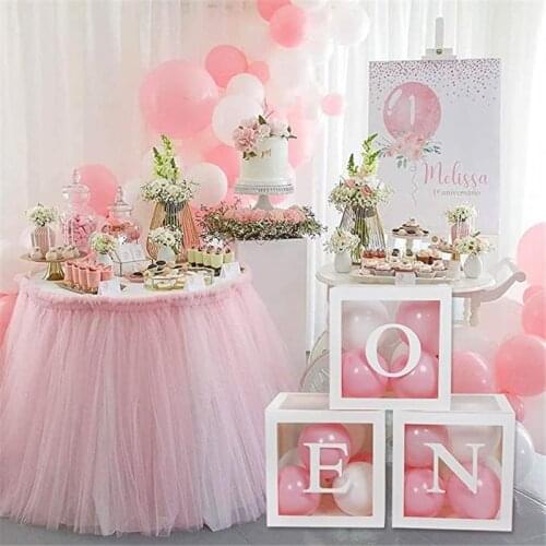 Transparent A-Z Alphabet Name Baby Love Boy Girl Box Balloons Baby Shower Decorations Gender Reveal Party Boy Girl One Year Old